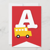 ボーイズトイズキッズバースデーパーティーDIYバンティンバナー 招待状 (正面)