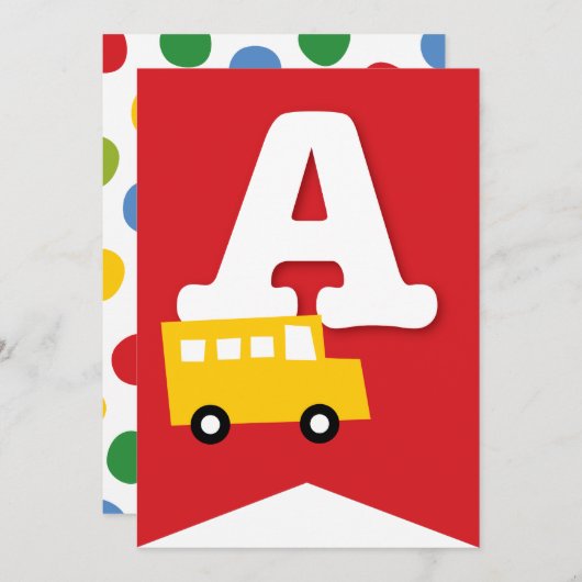 ボーイズトイズキッズバースデーパーティーDIYバンティンバナー 招待状 (正面/裏面)