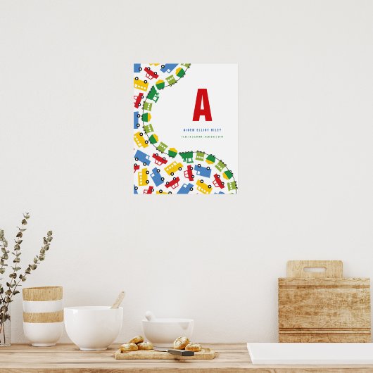 ボーイズトイズトランスポートカスタムベビー子供部屋アート ポスター (キッチン)