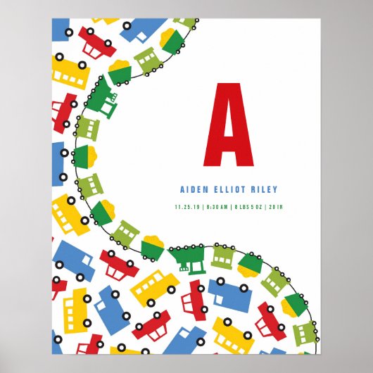 ボーイズトイズトランスポートカスタムベビー子供部屋アート ポスター (正面)