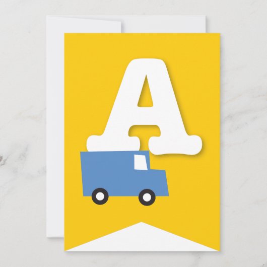 ボーイズトイズトランスポートハッピーバースデーパーティーバナー 招待状 (正面)