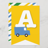 ボーイズトイズトランスポートハッピーバースデーパーティーバナー 招待状 (正面/裏面)