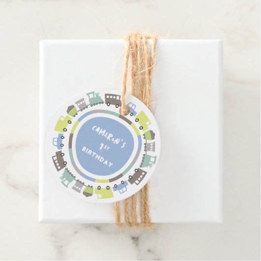 ボーイズトイズパステルブルーキッズトランスポートバースデーパーティー フェイバータグ (インサイチュ)