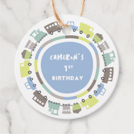 ボーイズトイズパステルブルーキッズトランスポートバースデーパーティー フェイバータグ