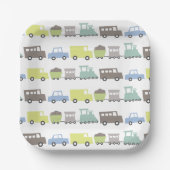 ボーイズトイズパステルブルーキッズトランスポートバースデーパーティー ペーパープレート (正面)