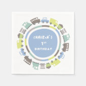 ボーイズトイズパステルブルートランスポートキッドバースデーパーティー スタンダードカクテルナプキン (正面)