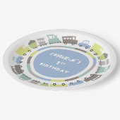 ボーイズトイズパステルブルートランスポートキッドバースデーパーティー ペーパープレート (アングル)