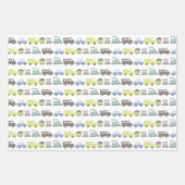 ボーイズトイズパステルブルートランスポートキッドバースデーパーティー ラッピングペーパーシート (正面)