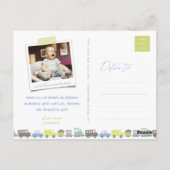 ボーイズトイパステルブルーキッズバースデーパーティーありがとう ポストカード (裏面)