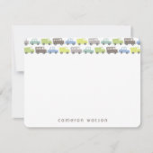 ボーイズトイパステルブルートランスポートボーイベビーシャワー サンキューカード (正面)