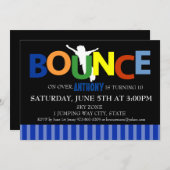 ボーイズトカラフルランポリンバウンスパーティの招待状 招待状 (正面/裏面)