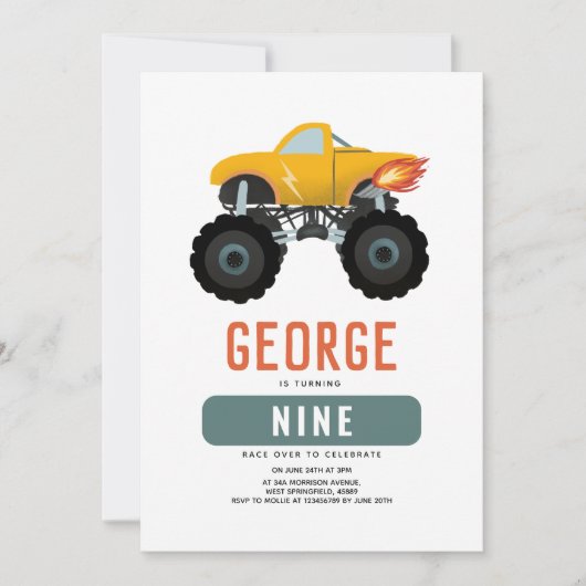 ボーイズトクールラック子供の誕生日 招待状 (正面)