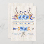 ボーイズトライバルアントラー秋ベビーシャワー招待状 招待状 (正面/裏面)