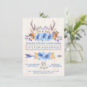 ボーイズトライバルアントラー秋ベビーシャワー招待状 招待状 (スタンド正面)