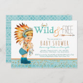 ボーイズトライバル野生と無料のベビーシャワー 招待状 (正面/裏面)