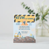 ボーイズトラクター掘り誕生日招待状 サンキューカード (スタンド正面)