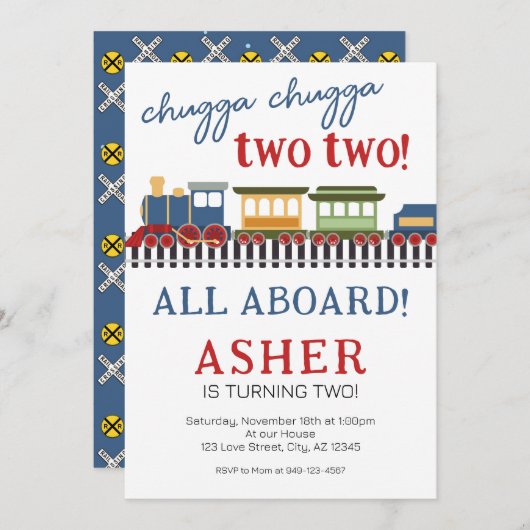 ボーイズトレインチャガチャガツーリング誕生日 招待状 (正面/裏面)