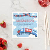 ボーイズトレインチュガ2つのフラッグブルーレッドホワイト誕生日 スタンダードカクテルナプキン (インサイチュ)