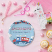 ボーイズトレインチュガ2つのフラッグブルーレッドホワイト誕生日 ペーパープレート (パーティー)