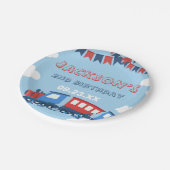 ボーイズトレインチュガ2つのフラッグブルーレッドホワイト誕生日 ペーパープレート (アングル)