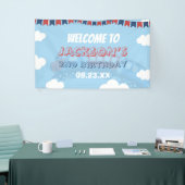 ボーイズトレインチュガ2つのフラッグブルーレッドホワイト誕生日 横断幕 (トレードショー)