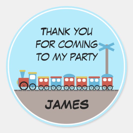 ボーイズトレイン誕生日サンキューステッカー ラウンドシール (正面)