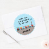 ボーイズトレイン誕生日サンキューステッカー ラウンドシール (封筒)