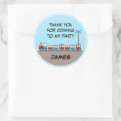 ボーイズトレイン誕生日サンキューステッカー ラウンドシール (バッグ)