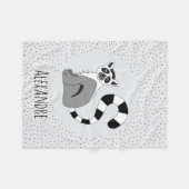 ボーイズトレンディーカウトジャングルレムール&ネームキッズ フリースブランケット (正面(横))