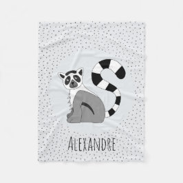 ボーイズトレンディーカウトジャングルレムール&ネームキッズ フリースブランケット