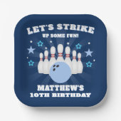 ボーイズネイビーブルーボーリング誕生会 ペーパープレート (正面)