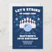 ボーイズネイビーブルーボーリング誕生会 招待状 (正面)