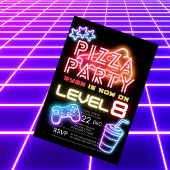 ボーイズネオンピザパーティー誕生日招待状 招待状