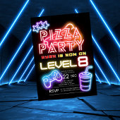 ボーイズネオンピザパーティー誕生日招待状 招待状