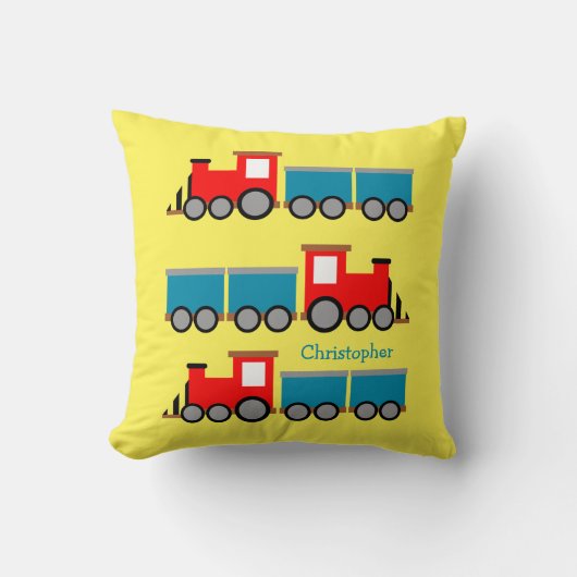 ボーイズネームトレイントライパーソナライズされたンカワイト子供部屋 クッション (正面)