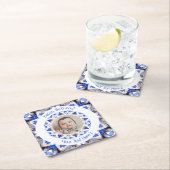 ボーイズハッピーバースデーブルースターカスタムフォトエイジ スクエアペーパーコースター (インサイチュ)