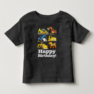 ボーイズハッピーバースデー建築掘削機 トドラーTシャツ