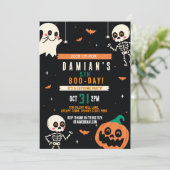 ボーイズハロウィンキッズパーティーカボチャ誕生日パーティー 招待状 (スタンド正面)