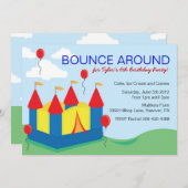 ボーイズバウンスハウスバースデーパーティ招待状 招待状 (正面/裏面)