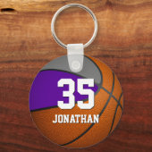 ボーイズバスケットボール紫のグレーチームカラー キーホルダー (正面)