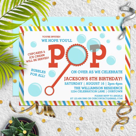 ボーイズバブルパーティー誕生日招待状 招待状