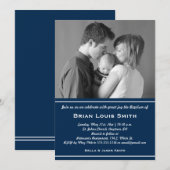 ボーイズバプティスフォト招待状- Navy Blue 招待状 (正面/裏面)