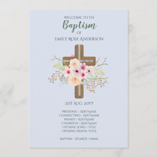 ボーイズバプティスプログラム – フローラクロス プログラム (正面)