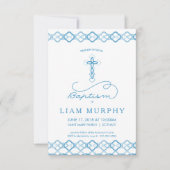 ボーイズバプティスマ招待状-ブファンシールークロス 招待状 (正面)