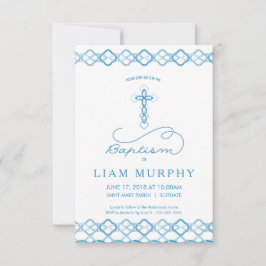 ボーイズバプティスマ招待状-ブファンシールークロス 招待状
