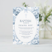 ボーイズバプテスマサンキューカード、ブルーヴィンテージフローラ サンキューカード (スタンド正面)