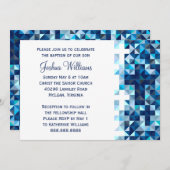 ボーイズバプテスマベビー献身最初の聖餐式 招待状 (正面/裏面)