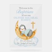 ボーイズバプテスマ《キリスト教》洗礼式や命名式ウェルカムベビーペンギン アクリルサイン (正面)