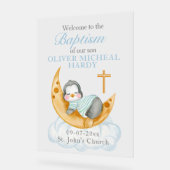 ボーイズバプテスマ《キリスト教》洗礼式や命名式ウェルカムベビーペンギン アクリルサイン (傾斜)