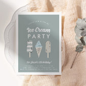 ボーイズパステルアイスクリームサマーバースデーパーティー 招待状